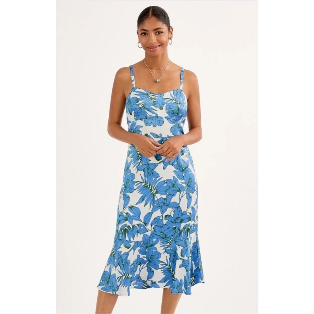 Floral Blue Midi Dress